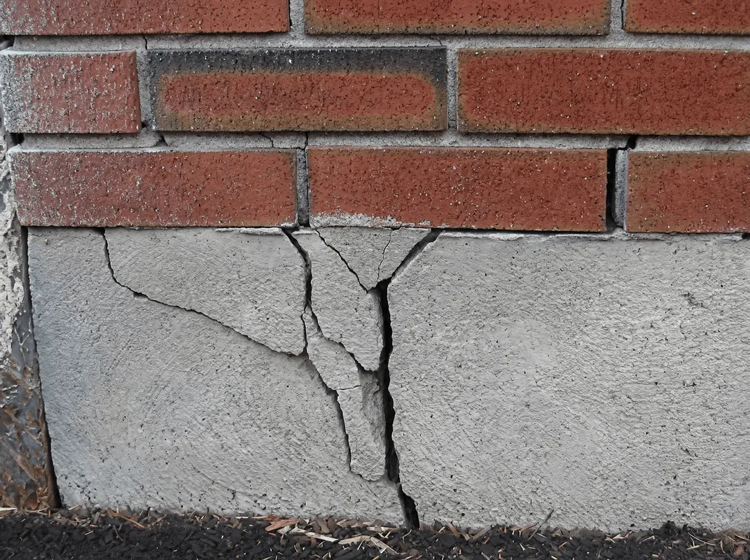 Concrete foundation with serious structural damage in Worcester, MA