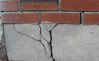 Concrete foundation with serious structural damage in Worcester, MA